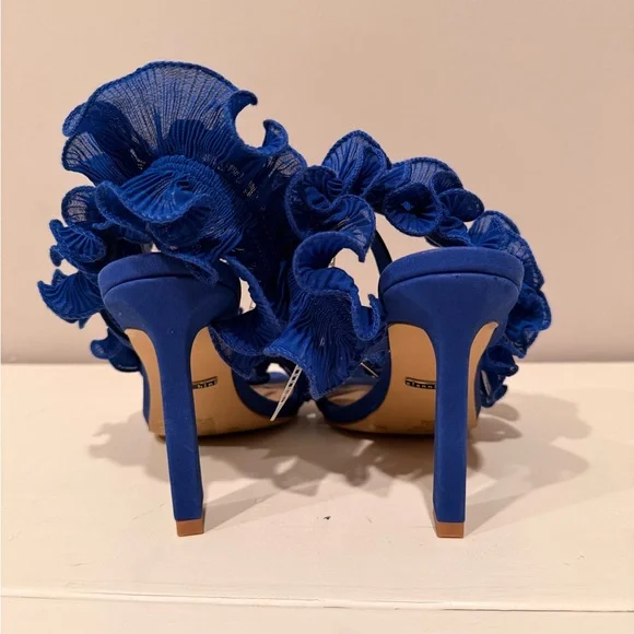 Gianni Bini Royal Blue Ruffled High Heel Sandals - Picture 5 of 10
